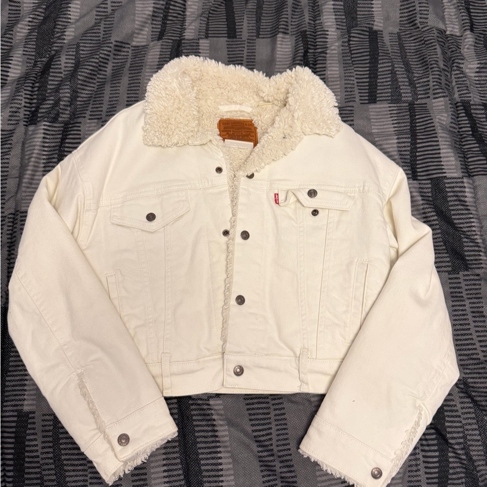 Levi's Premium Brown Leather Patch Sherpa Jacket